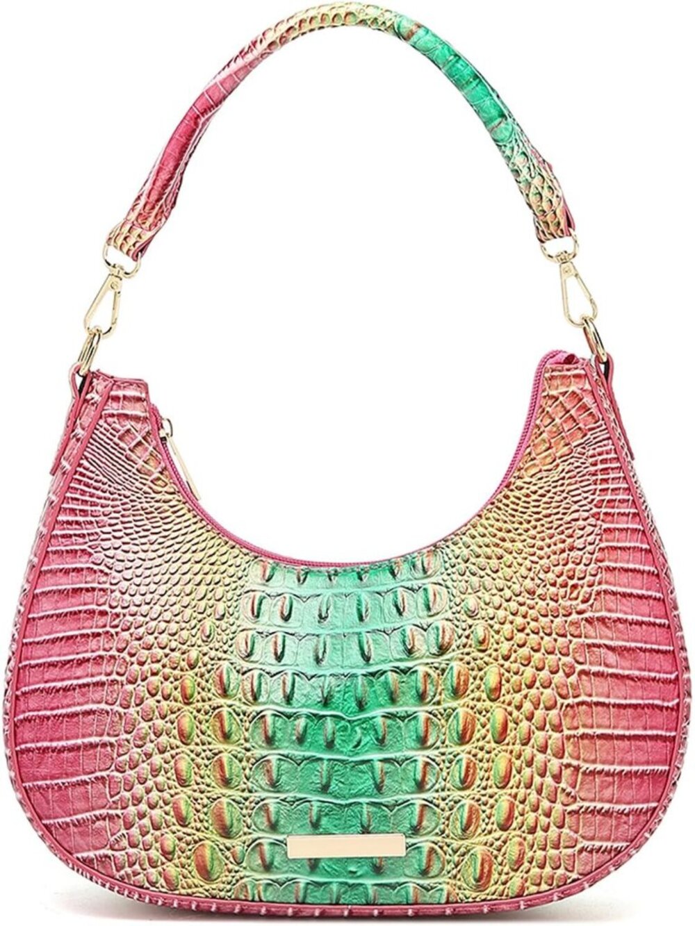 Women's Mint Green Vegan Leather Crocodile Hobo Crescent Handbag Shoulder Bags